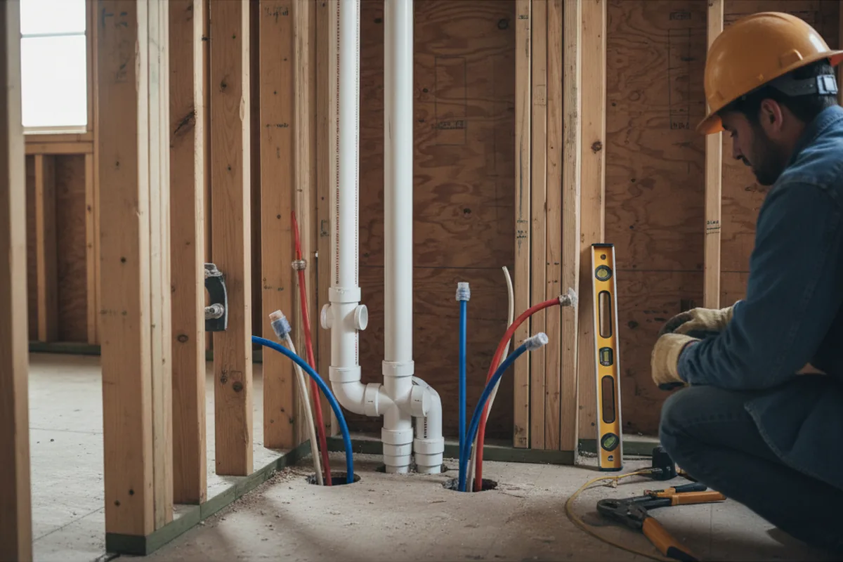 Drain and supply rough-in during Sump Pump Repair in Dillon